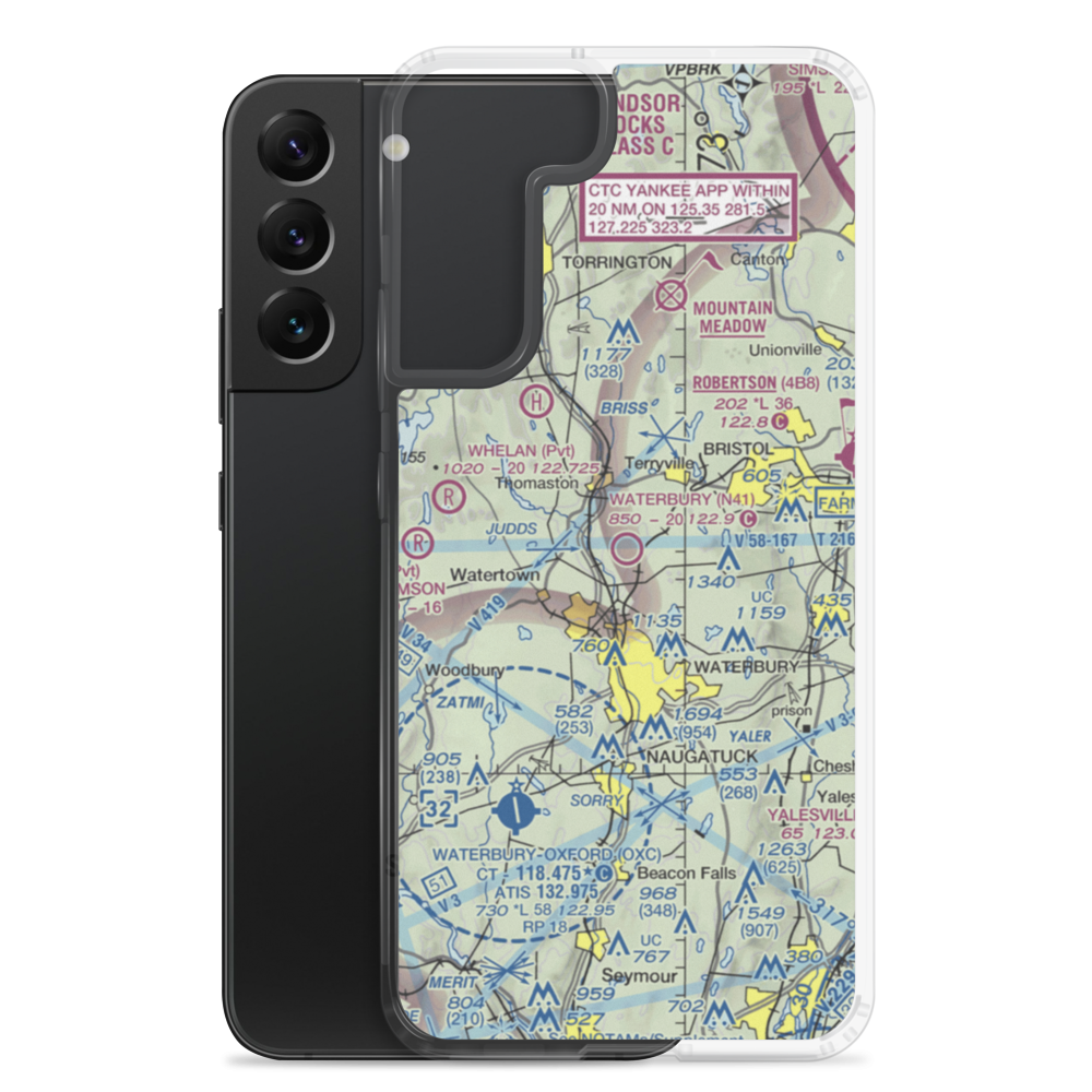 Waterbury Airport (N41) VFR Sectional Samsung Case Samsung Galaxy S22 Plus model shown