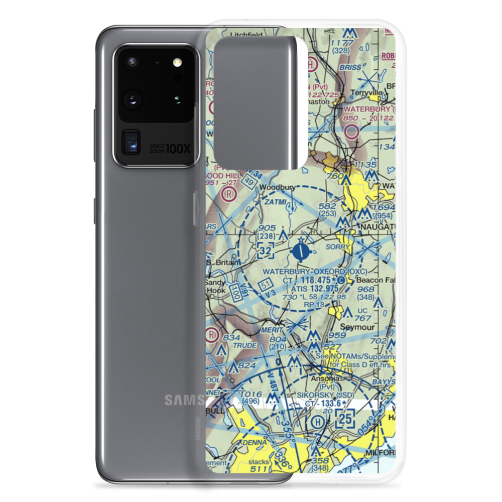 Waterbury Oxford Airport (OXC) VFR Sectional Samsung Case Samsung Galaxy S20 Ultra model shown