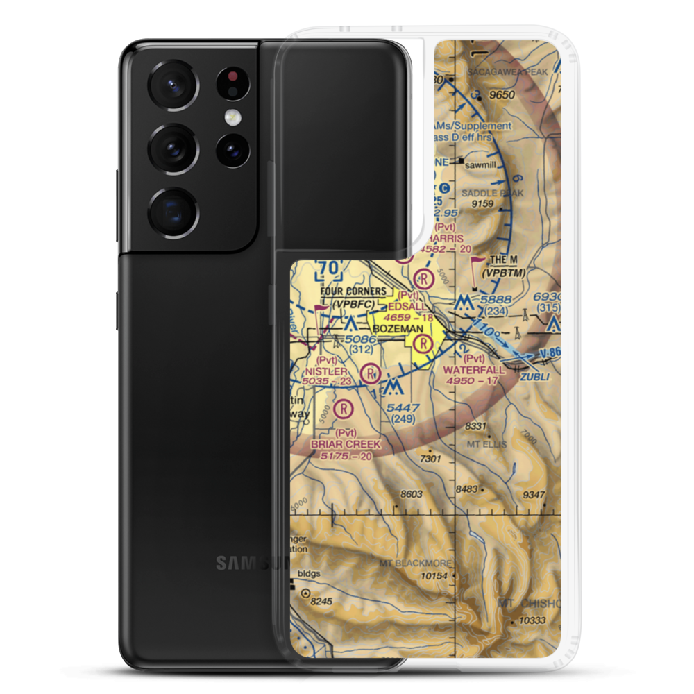 Waterfall Airport (23MT) VFR Sectional Samsung Case Samsung Galaxy S21 Ultra model shown