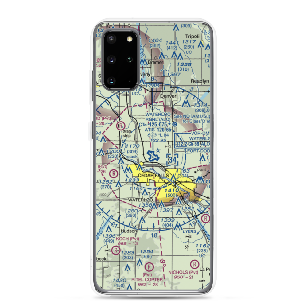 Waterloo Regional Airport (ALO) VFR Sectional Samsung Case Samsung Galaxy S20 Plus model shown