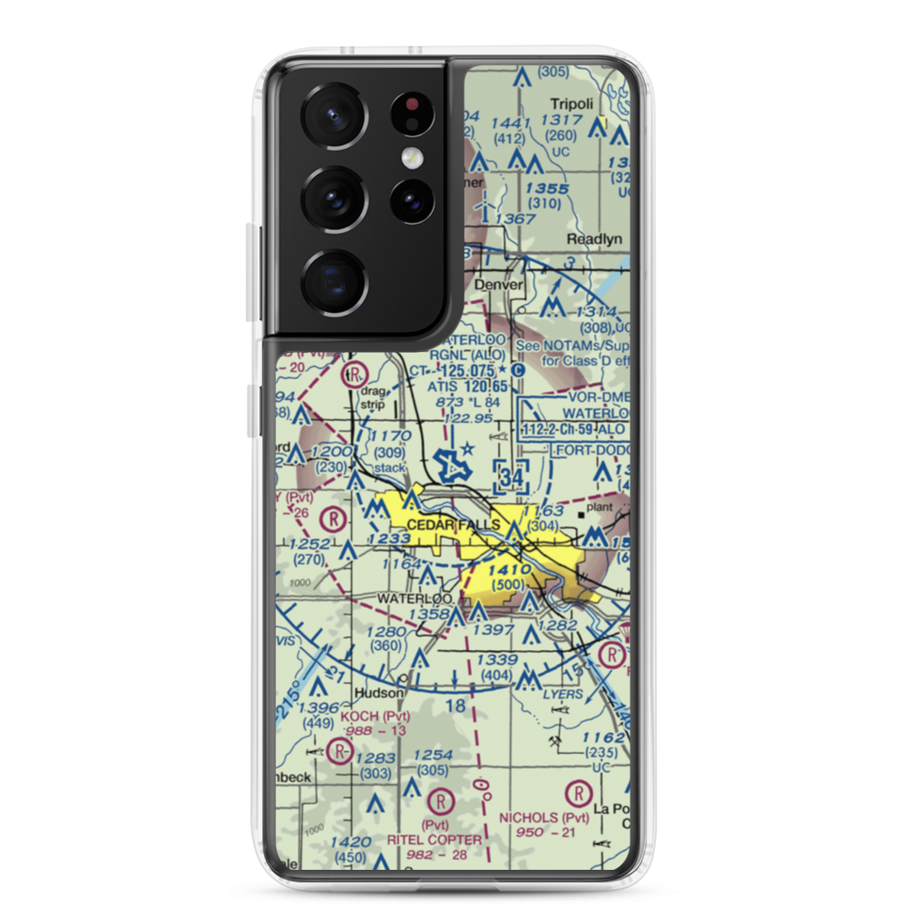 Waterloo Regional Airport (ALO) VFR Sectional Samsung Case Samsung Galaxy S21 Ultra model shown