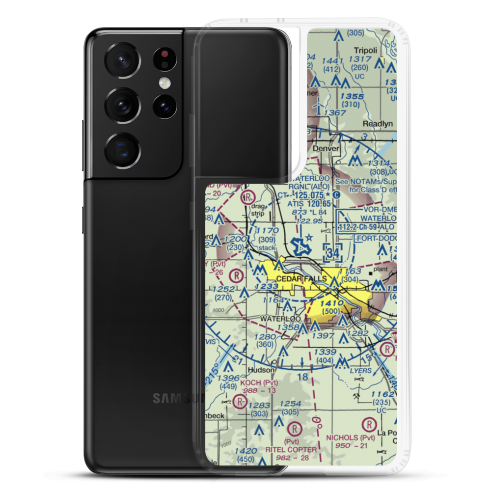 Waterloo Regional Airport (ALO) VFR Sectional Samsung Case Samsung Galaxy S21 Ultra model shown