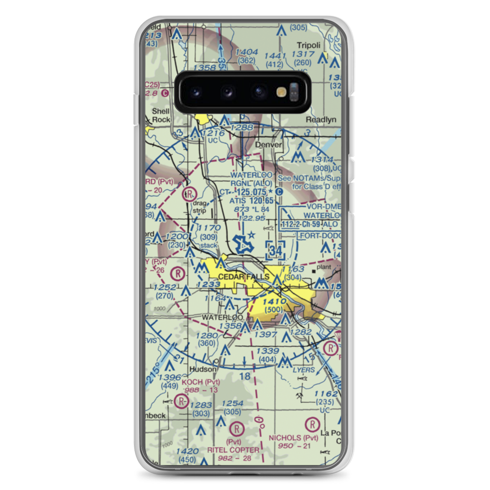 Waterloo Regional Airport (ALO) VFR Sectional Samsung Case Samsung Galaxy S10+ model shown