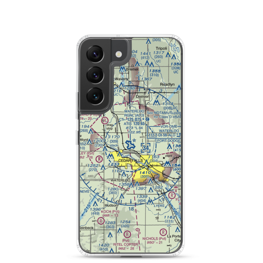 Waterloo Regional Airport (ALO) VFR Sectional Samsung Case Samsung Galaxy S22 model shown