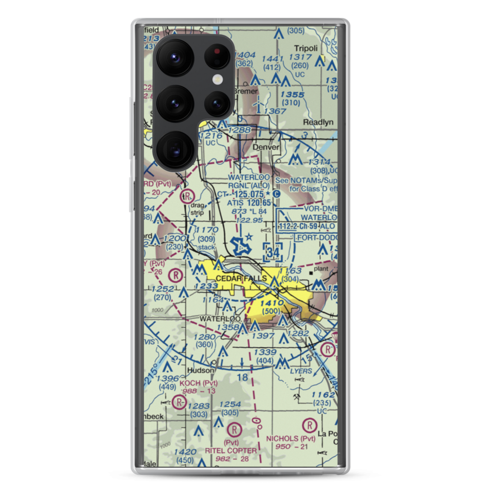 Waterloo Regional Airport (ALO) VFR Sectional Samsung Case Samsung Galaxy S22 Ultra model shown