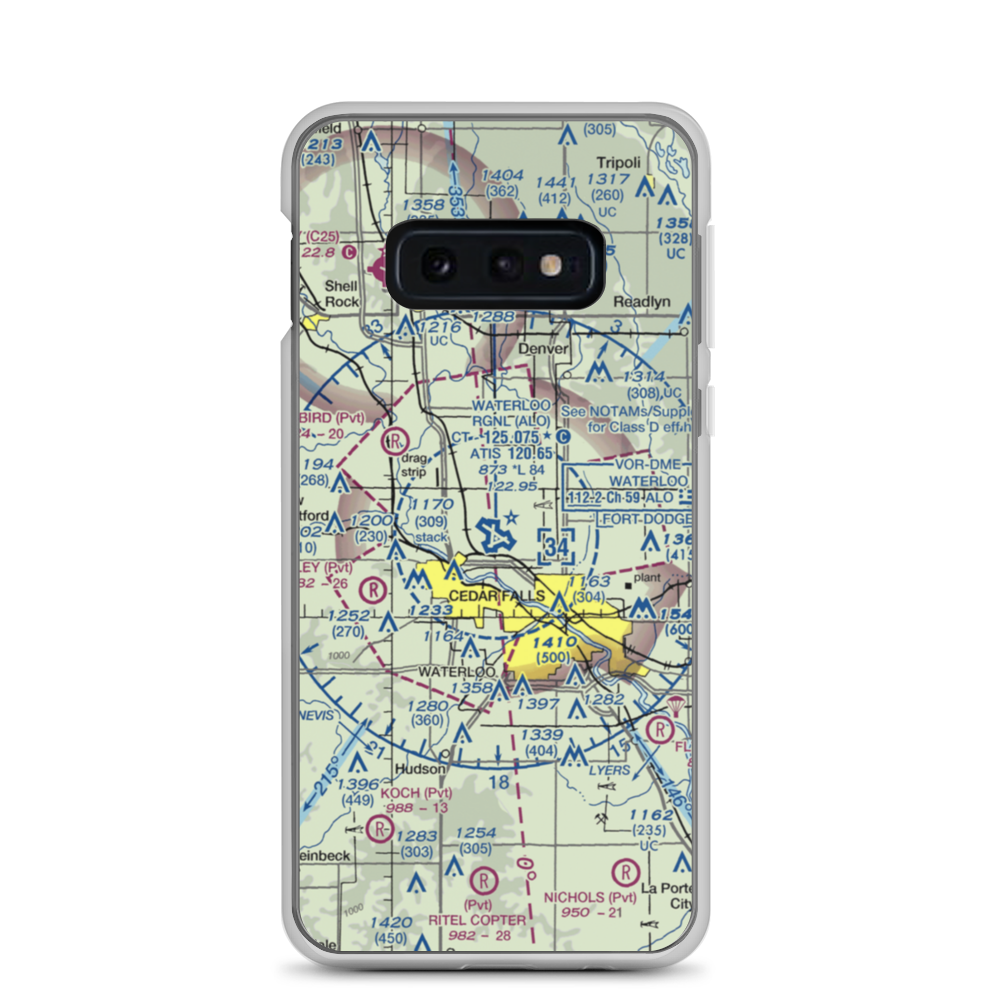 Waterloo Regional Airport (ALO) VFR Sectional Samsung Case Samsung Galaxy S10e model shown