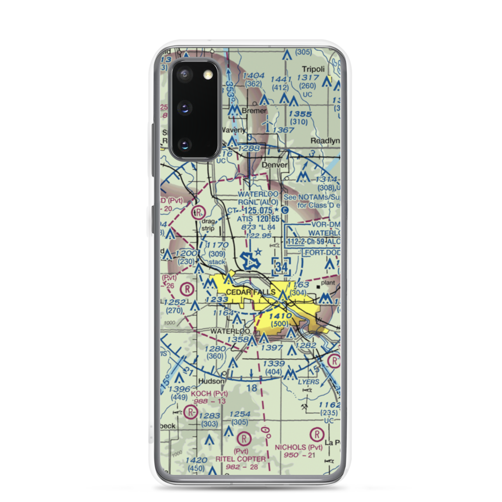Waterloo Regional Airport (ALO) VFR Sectional Samsung Case Samsung Galaxy S20 model shown