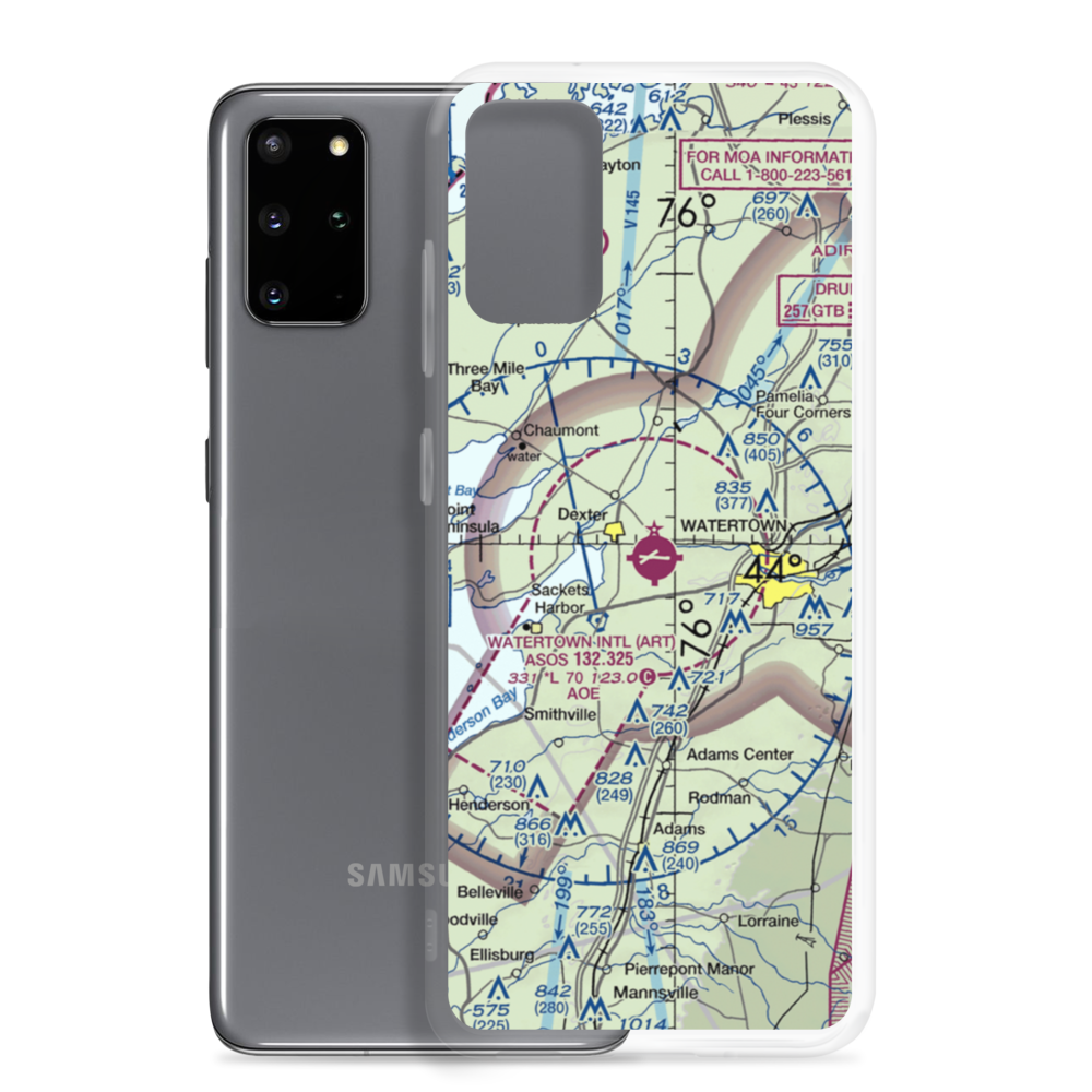 Watertown International Airport (ART) VFR Sectional Samsung Case Samsung Galaxy S20 Plus model shown