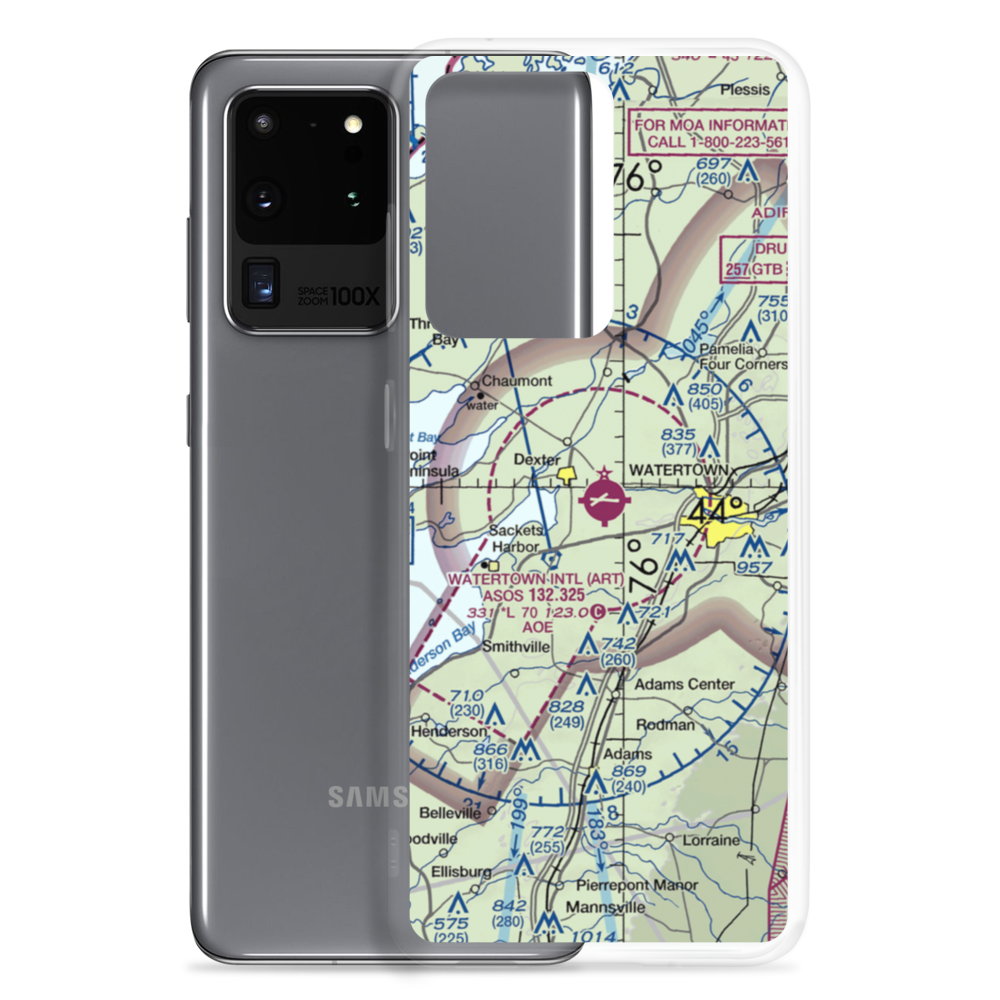 Watertown International Airport (ART) VFR Sectional Samsung Case Samsung Galaxy S20 Ultra model shown