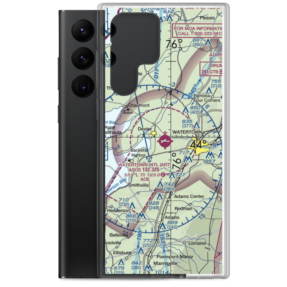 Watertown International Airport (ART) VFR Sectional Samsung Case Samsung Galaxy S22 Ultra model shown