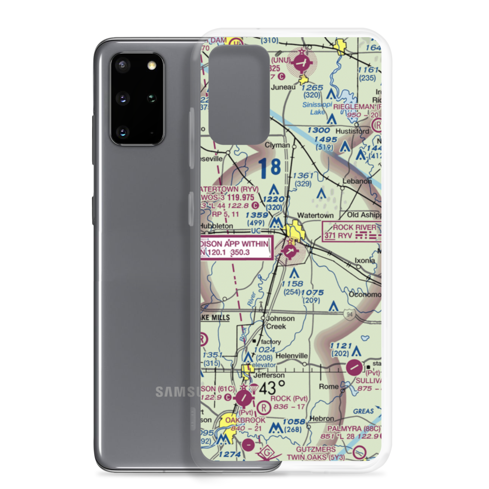 Watertown Municipal Airport (RYV) VFR Sectional Samsung Case Samsung Galaxy S20 Plus model shown
