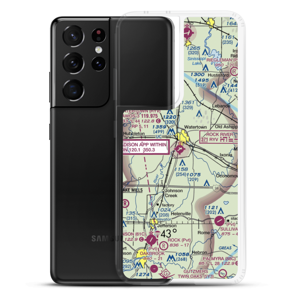 Watertown Municipal Airport (RYV) VFR Sectional Samsung Case Samsung Galaxy S21 Ultra model shown