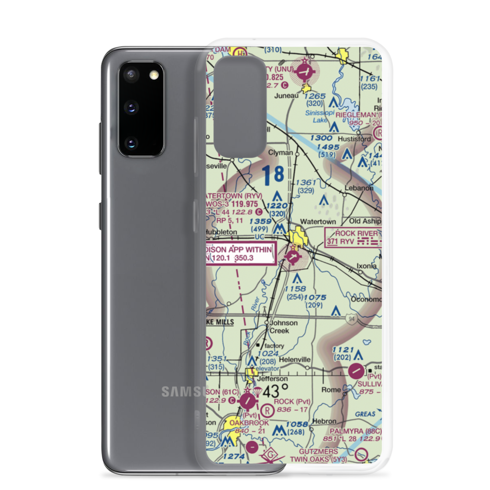 Watertown Municipal Airport (RYV) VFR Sectional Samsung Case Samsung Galaxy S20 model shown