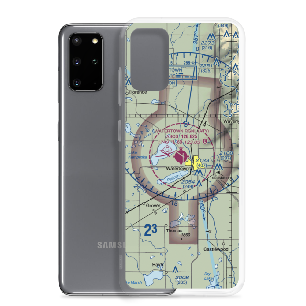 Watertown Regional Airport (ATY) VFR Sectional Samsung Case Samsung Galaxy S20 Plus model shown