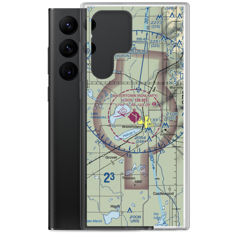 Watertown Regional Airport (ATY) VFR Sectional Samsung Case Samsung Galaxy S22 Ultra model shown