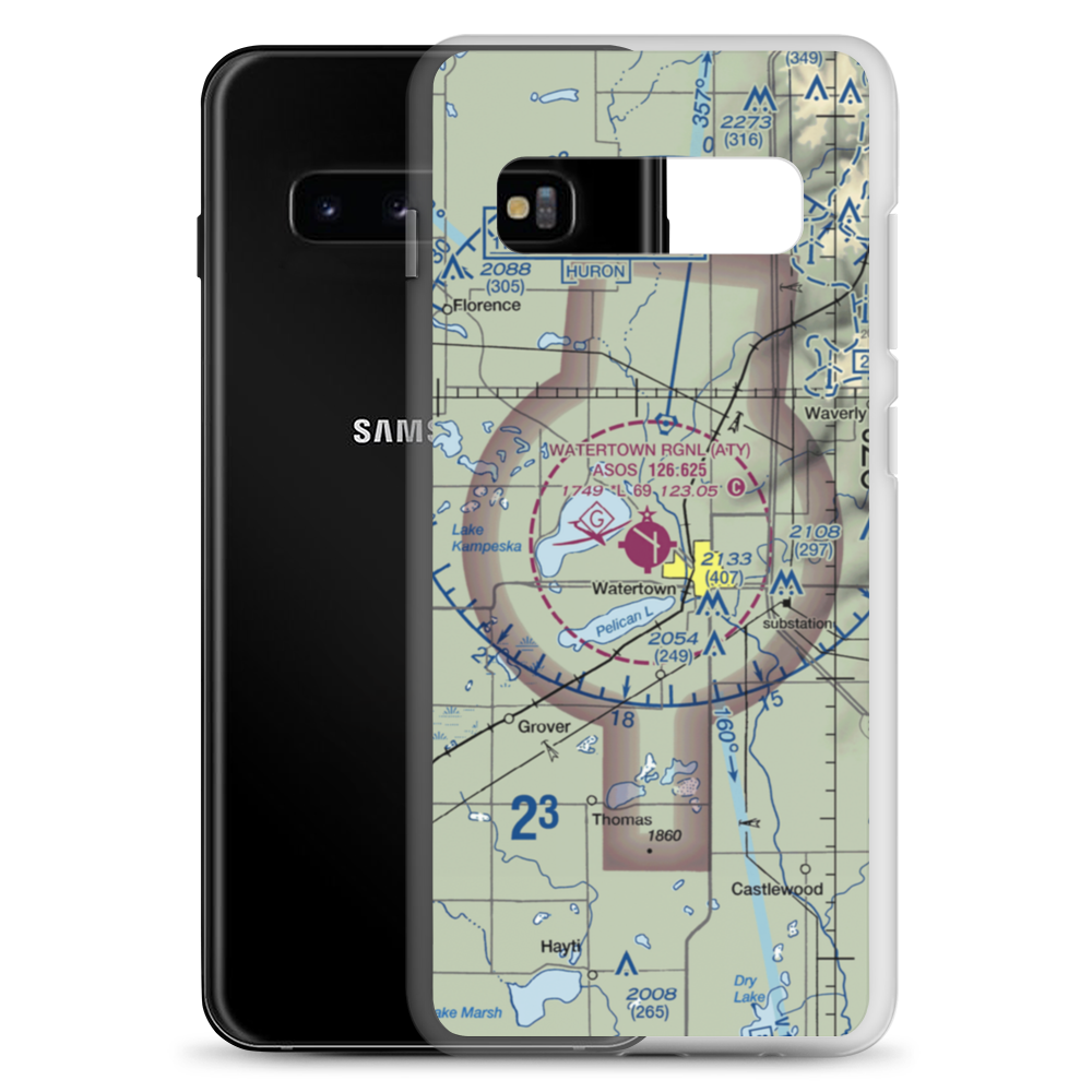 Watertown Regional Airport (ATY) VFR Sectional Samsung Case Samsung Galaxy S10+ model shown
