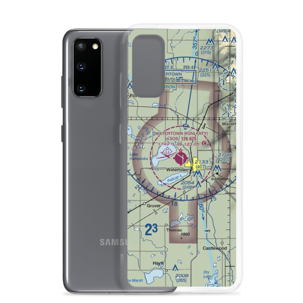 Watertown Regional Airport (ATY) VFR Sectional Samsung Case Samsung Galaxy S20 model shown