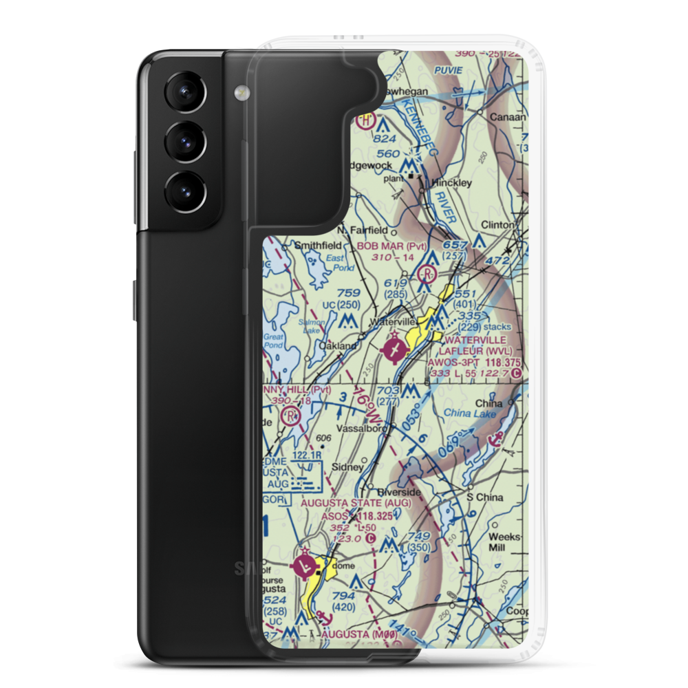 Waterville Robert Lafleur Airport (WVL) VFR Sectional Samsung Case Samsung Galaxy S21 Plus model shown