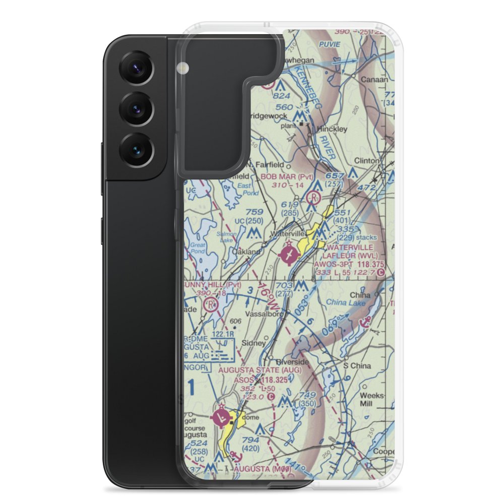 Waterville Robert Lafleur Airport (WVL) VFR Sectional Samsung Case Samsung Galaxy S22 Plus model shown