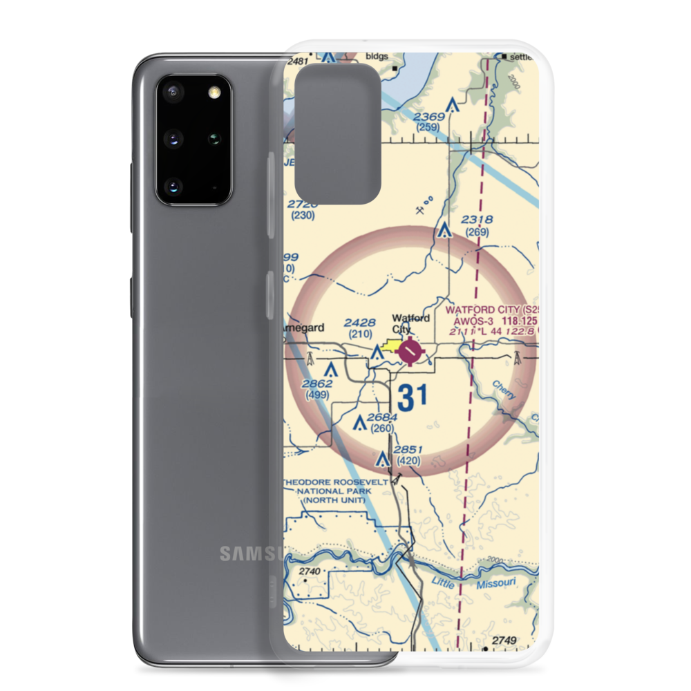 Watford City Municipal Airport (S25) VFR Sectional Samsung Case Samsung Galaxy S20 Plus model shown
