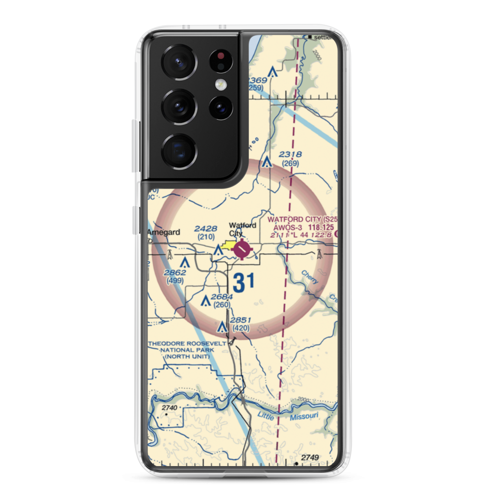Watford City Municipal Airport (S25) VFR Sectional Samsung Case Samsung Galaxy S21 Ultra model shown