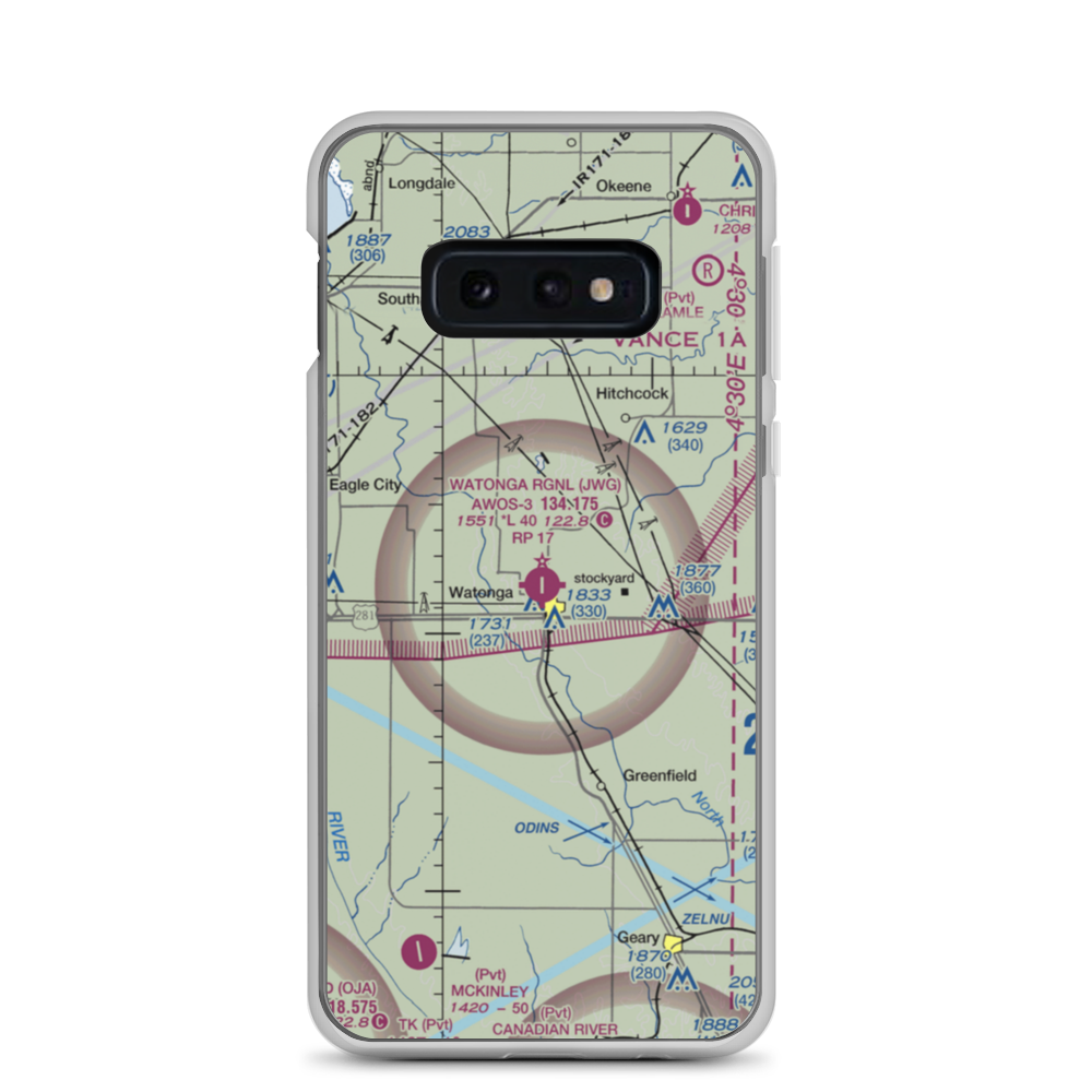 Watonga Regional Airport (JWG) VFR Sectional Samsung Case Samsung Galaxy S10e model shown