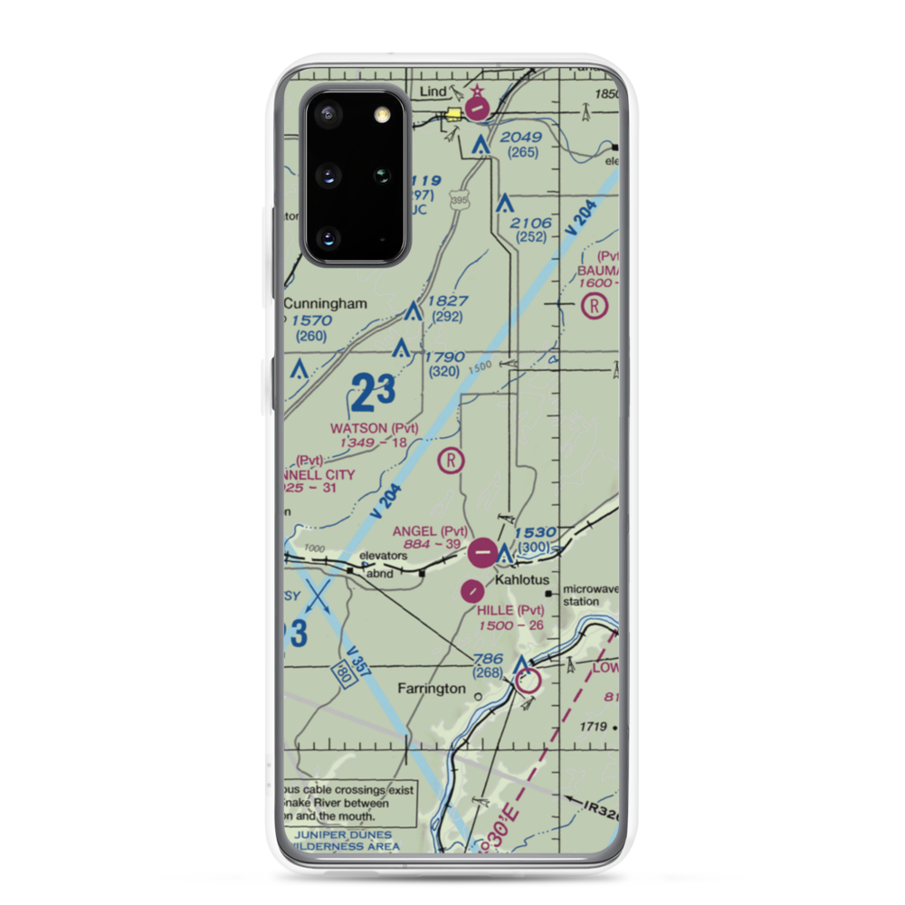 Watson Airport (3WA4) VFR Sectional Samsung Case Samsung Galaxy S20 Plus model shown