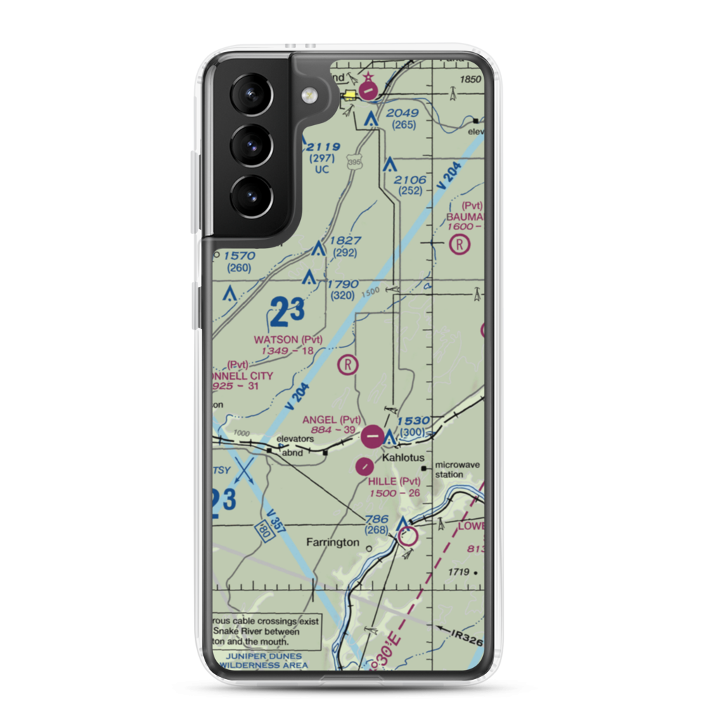 Watson Airport (3WA4) VFR Sectional Samsung Case Samsung Galaxy S21 Plus model shown