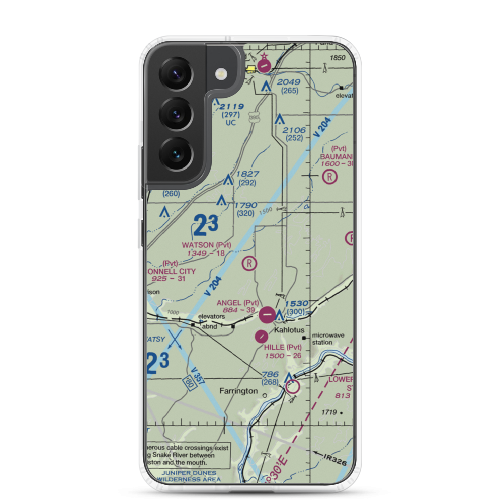Watson Airport (3WA4) VFR Sectional Samsung Case Samsung Galaxy S22 Plus model shown