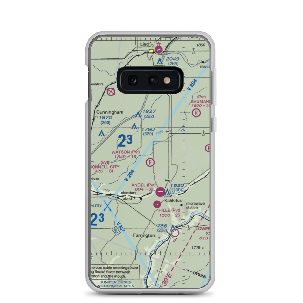Watson Airport (3WA4) VFR Sectional Samsung Case Samsung Galaxy S10e model shown