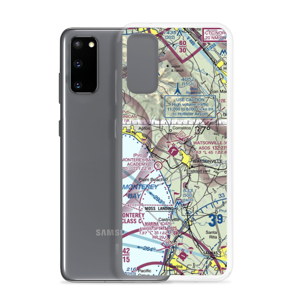 Watsonville Municipal Airport (WVI) VFR Sectional Samsung Case Samsung Galaxy S20 model shown