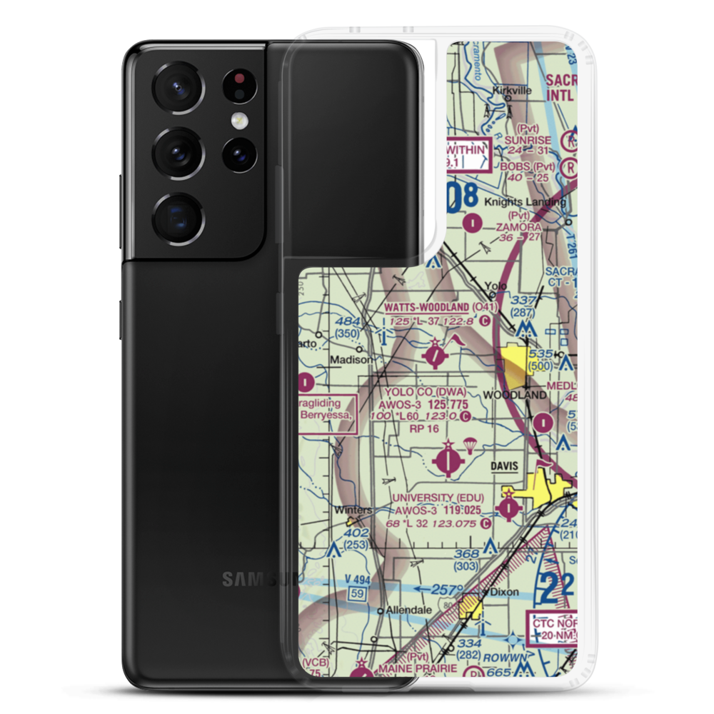 Watts Woodland Airport (O41) VFR Sectional Samsung Case Samsung Galaxy S21 Ultra model shown