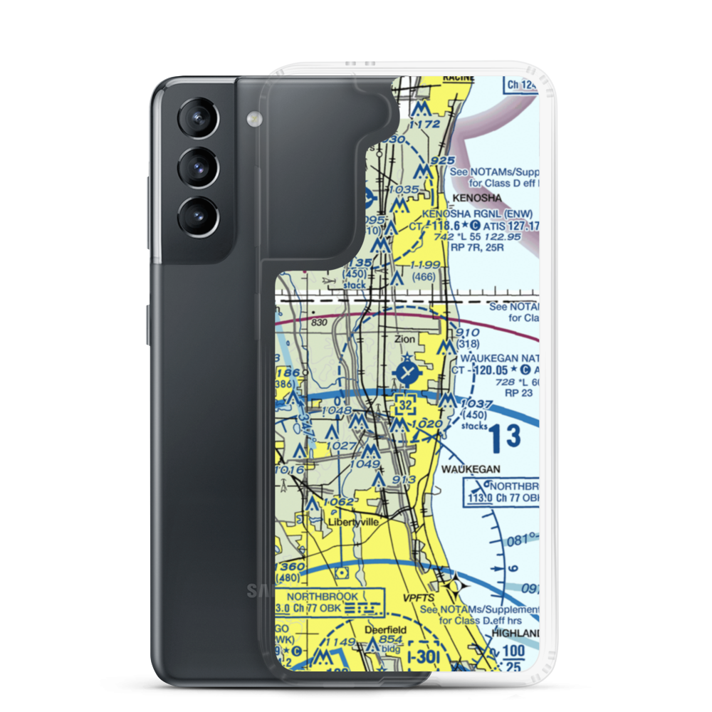 Waukegan National Airport (UGN) VFR Sectional Samsung Case Samsung Galaxy S21 model shown