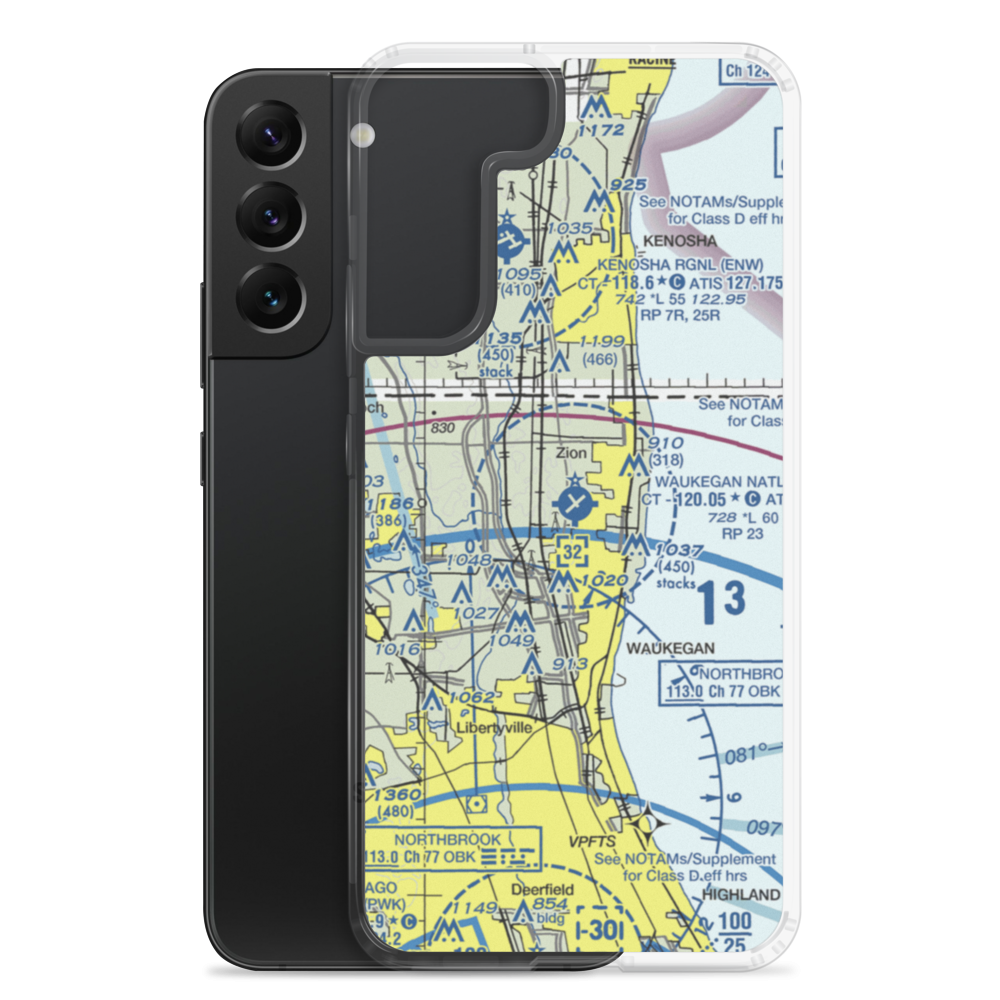Waukegan National Airport (UGN) VFR Sectional Samsung Case Samsung Galaxy S22 Plus model shown