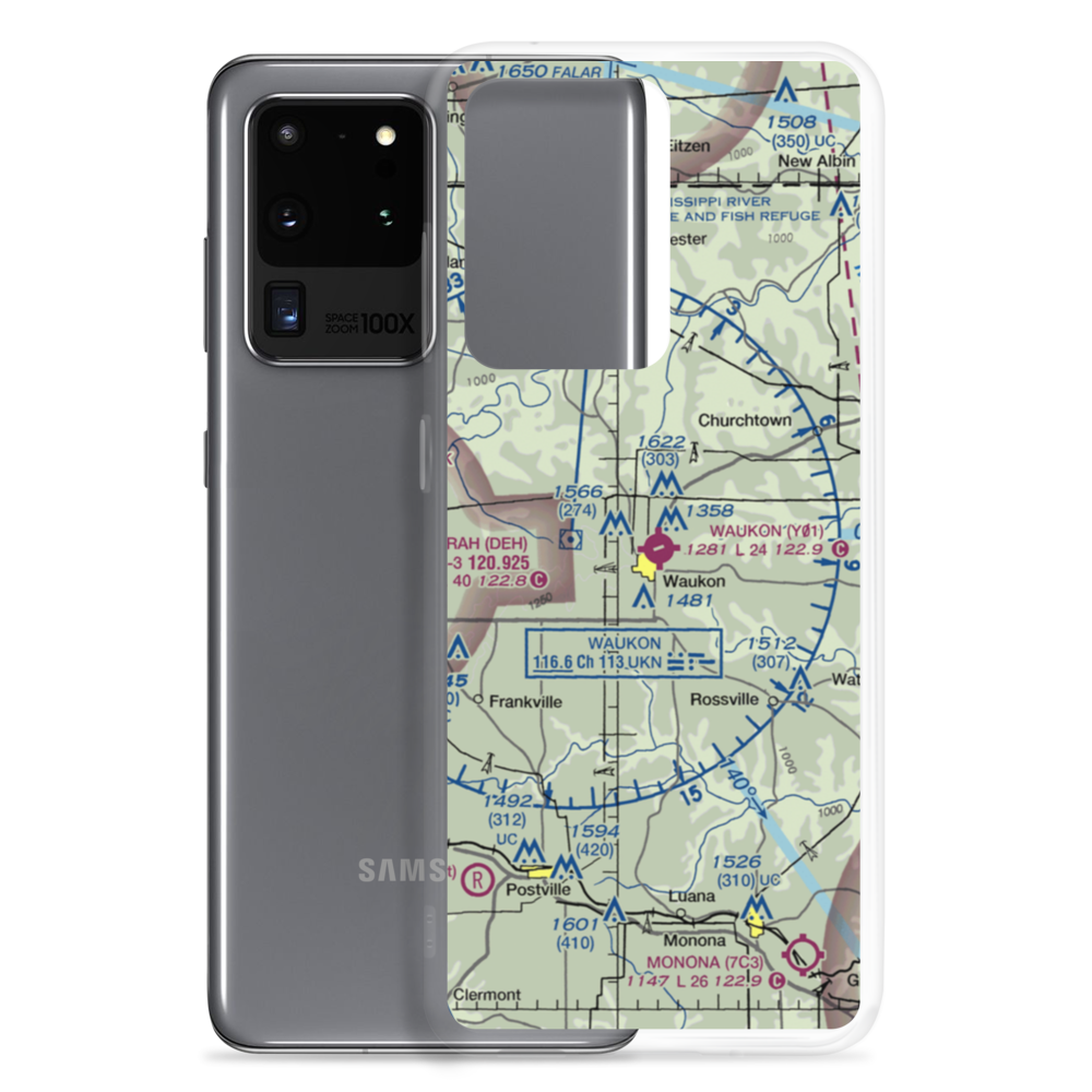 Waukon Municipal Airport (Y01) VFR Sectional Samsung Case Samsung Galaxy S20 Ultra model shown