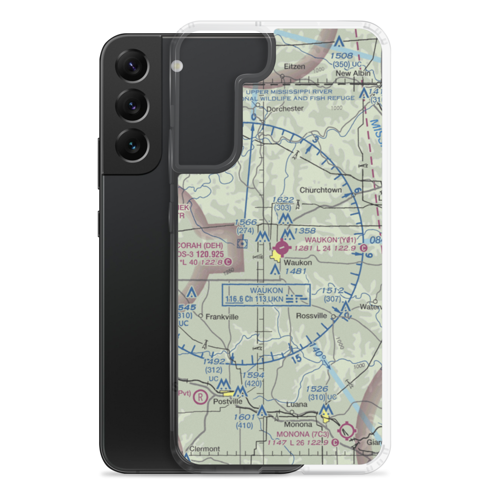 Waukon Municipal Airport (Y01) VFR Sectional Samsung Case Samsung Galaxy S22 Plus model shown