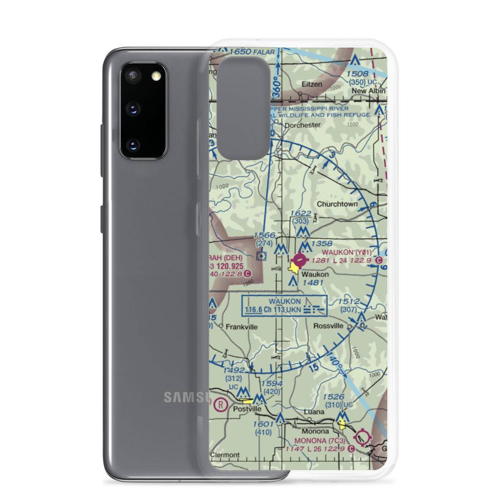 Waukon Municipal Airport (Y01) VFR Sectional Samsung Case Samsung Galaxy S20 model shown