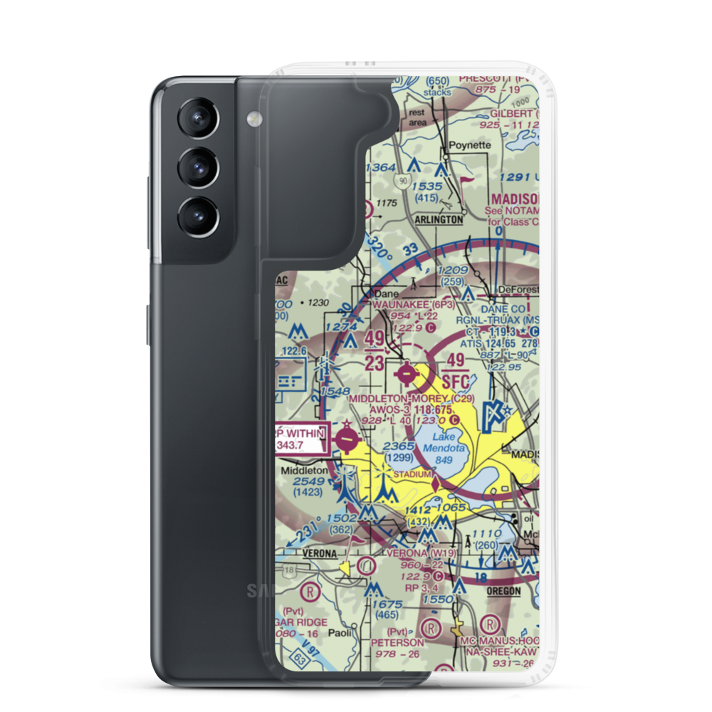 Waunakee Airport (6P3) VFR Sectional Samsung Case Samsung Galaxy S21 model shown