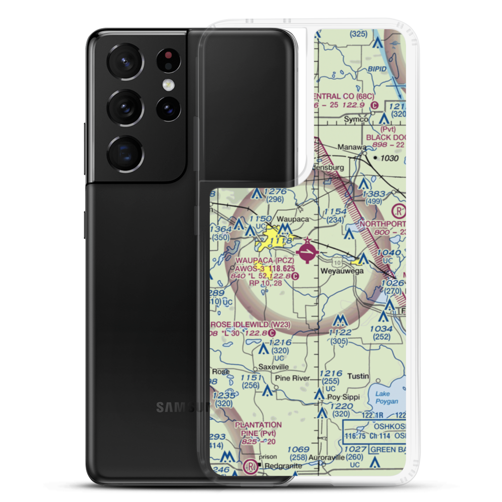 Waupaca Municipal Airport (PCZ) VFR Sectional Samsung Case Samsung Galaxy S21 Ultra model shown