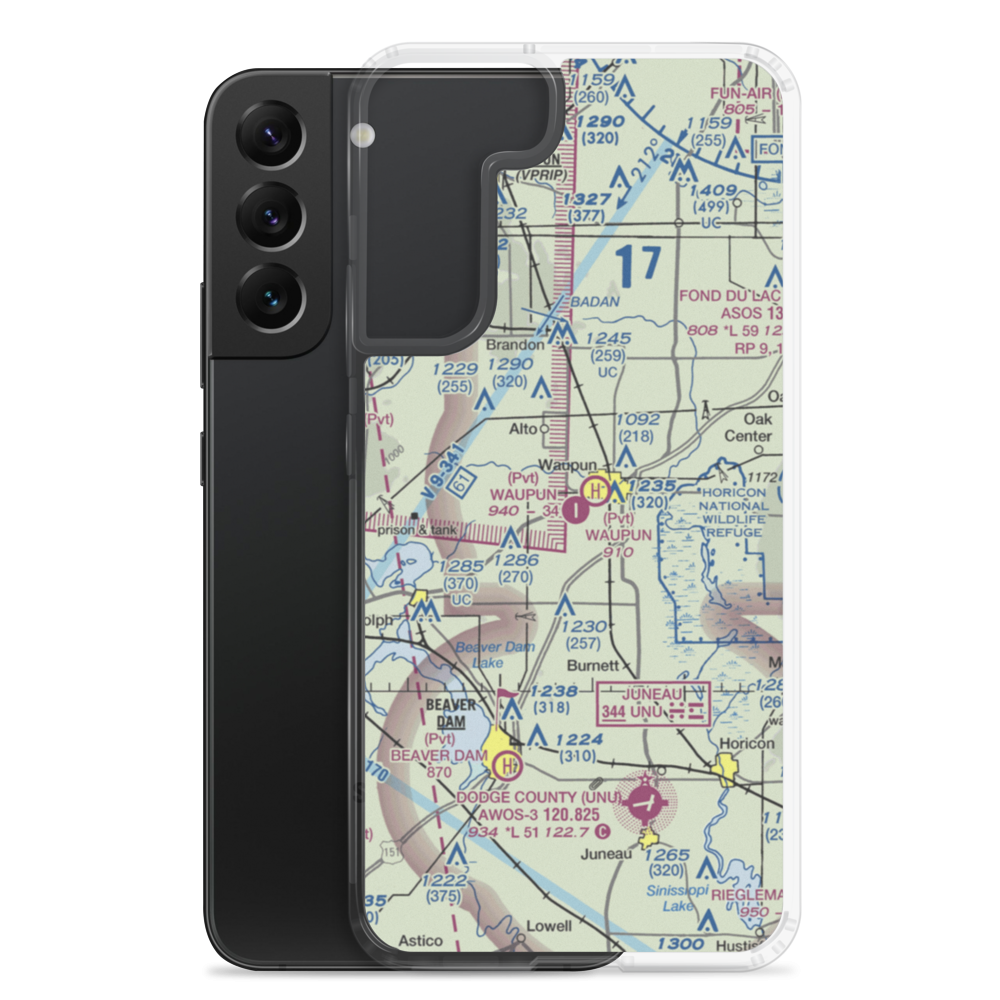 Waupun Airport (WI07) VFR Sectional Samsung Case Samsung Galaxy S22 Plus model shown