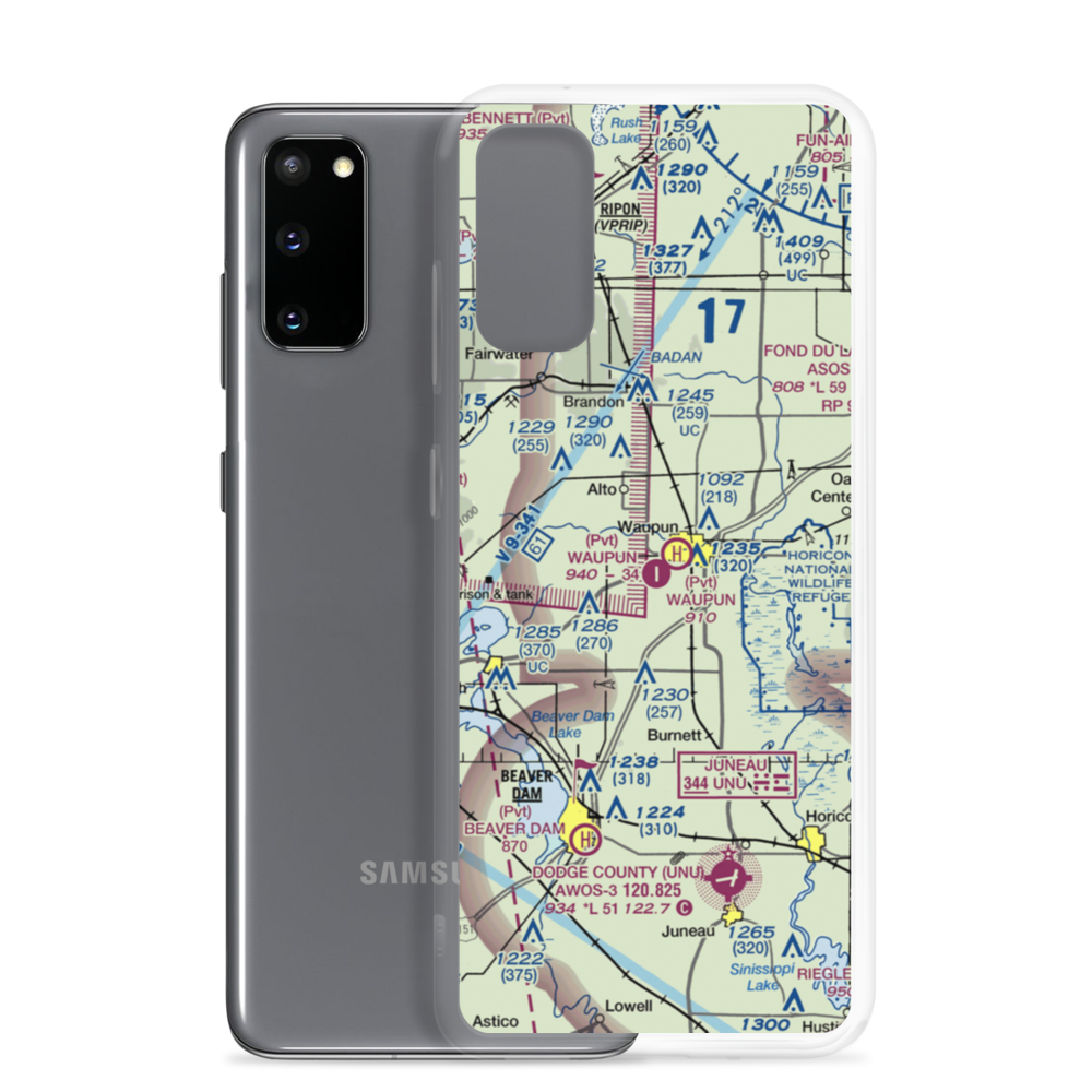 Waupun Airport (WI07) VFR Sectional Samsung Case Samsung Galaxy S20 model shown