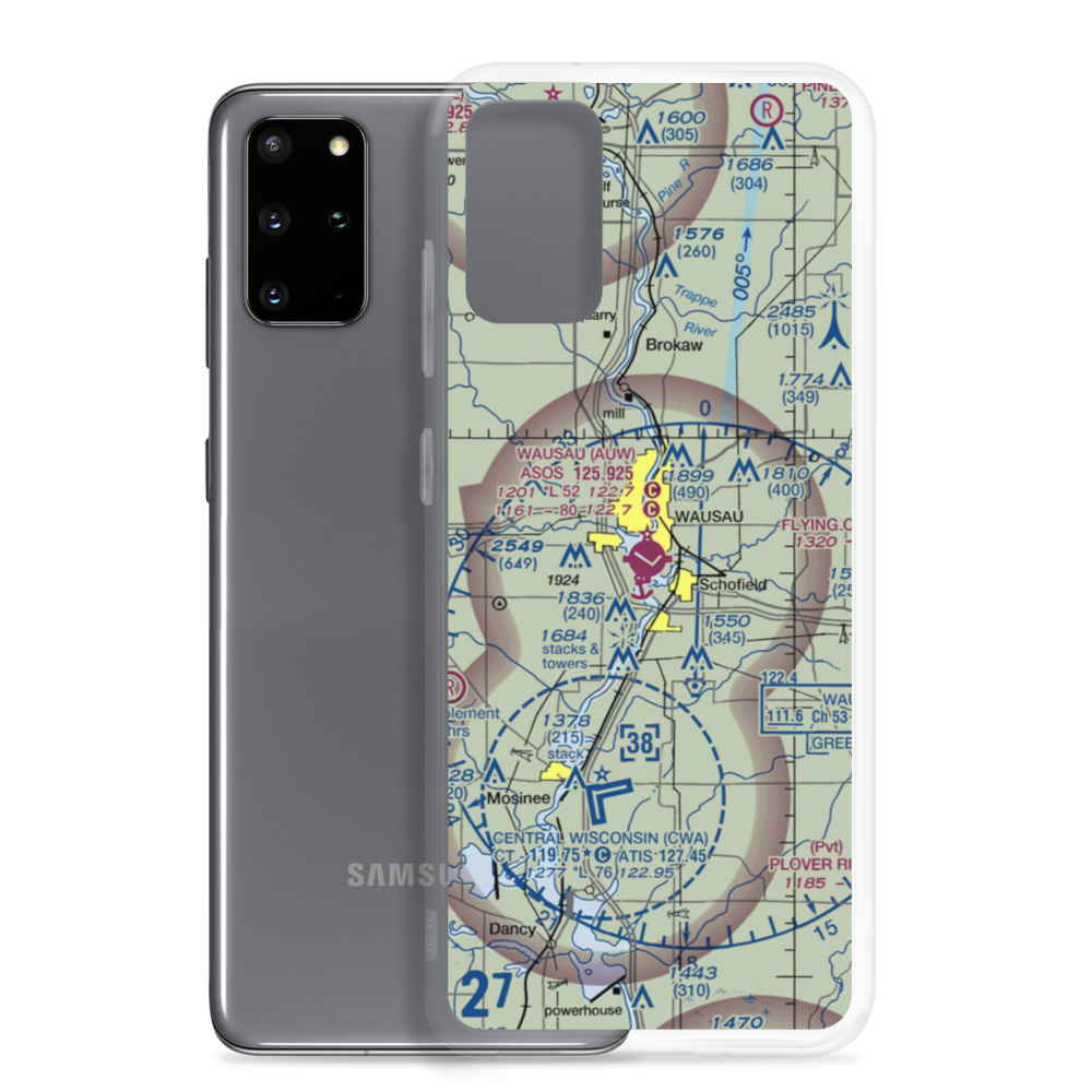 Wausau Downtown Airport (AUW) VFR Sectional Samsung Case Samsung Galaxy S20 Plus model shown