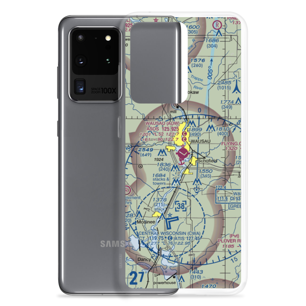 Wausau Downtown Airport (AUW) VFR Sectional Samsung Case Samsung Galaxy S20 Ultra model shown