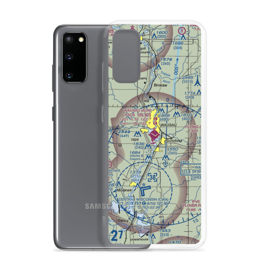 Wausau Downtown Airport (AUW) VFR Sectional Samsung Case Samsung Galaxy S20 model shown