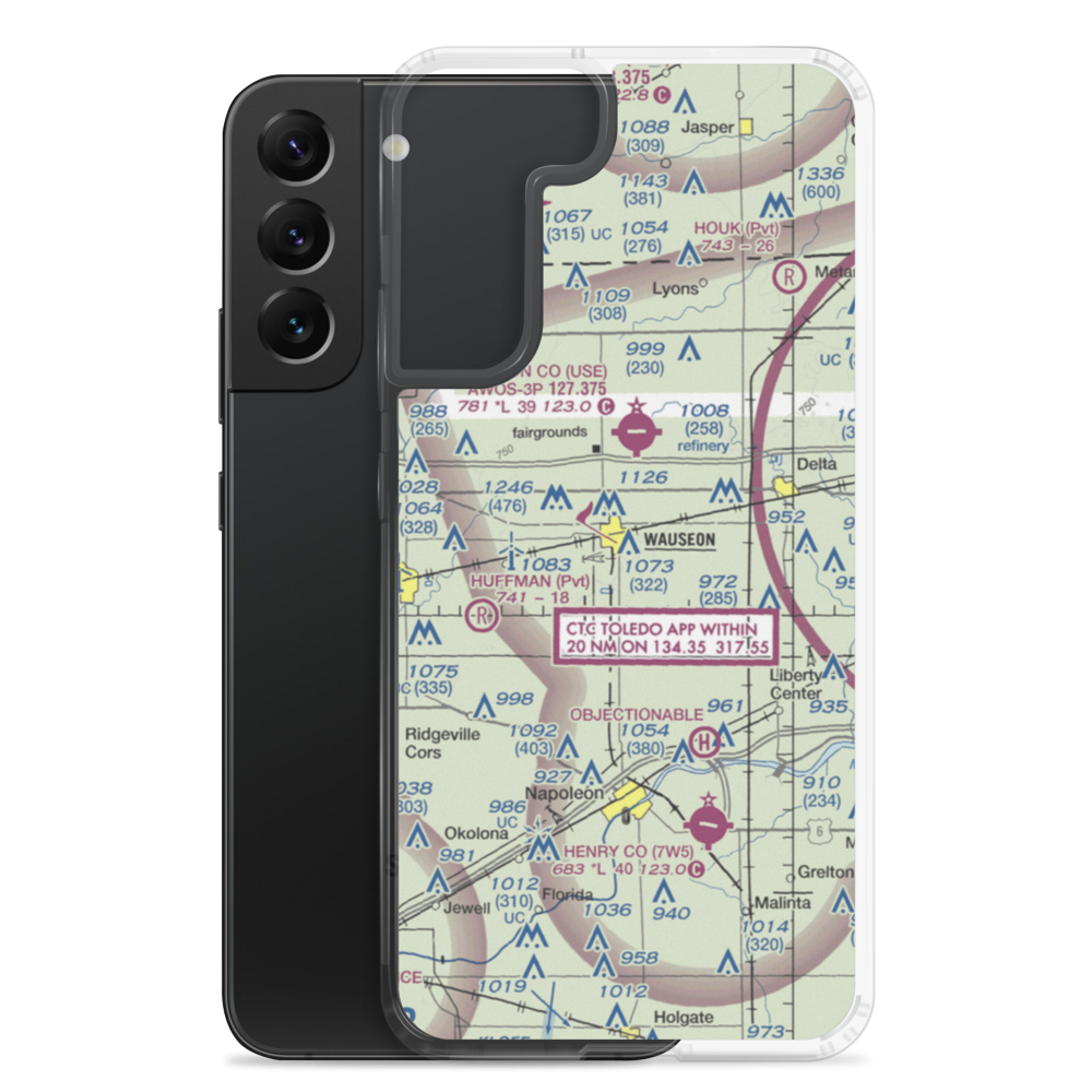 Wauseon Airport (CHC) VFR Sectional Samsung Case Samsung Galaxy S22 Plus model shown