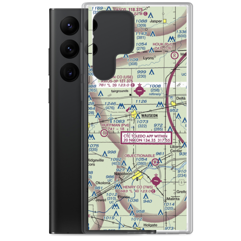 Wauseon Airport (CHC) VFR Sectional Samsung Case Samsung Galaxy S22 Ultra model shown