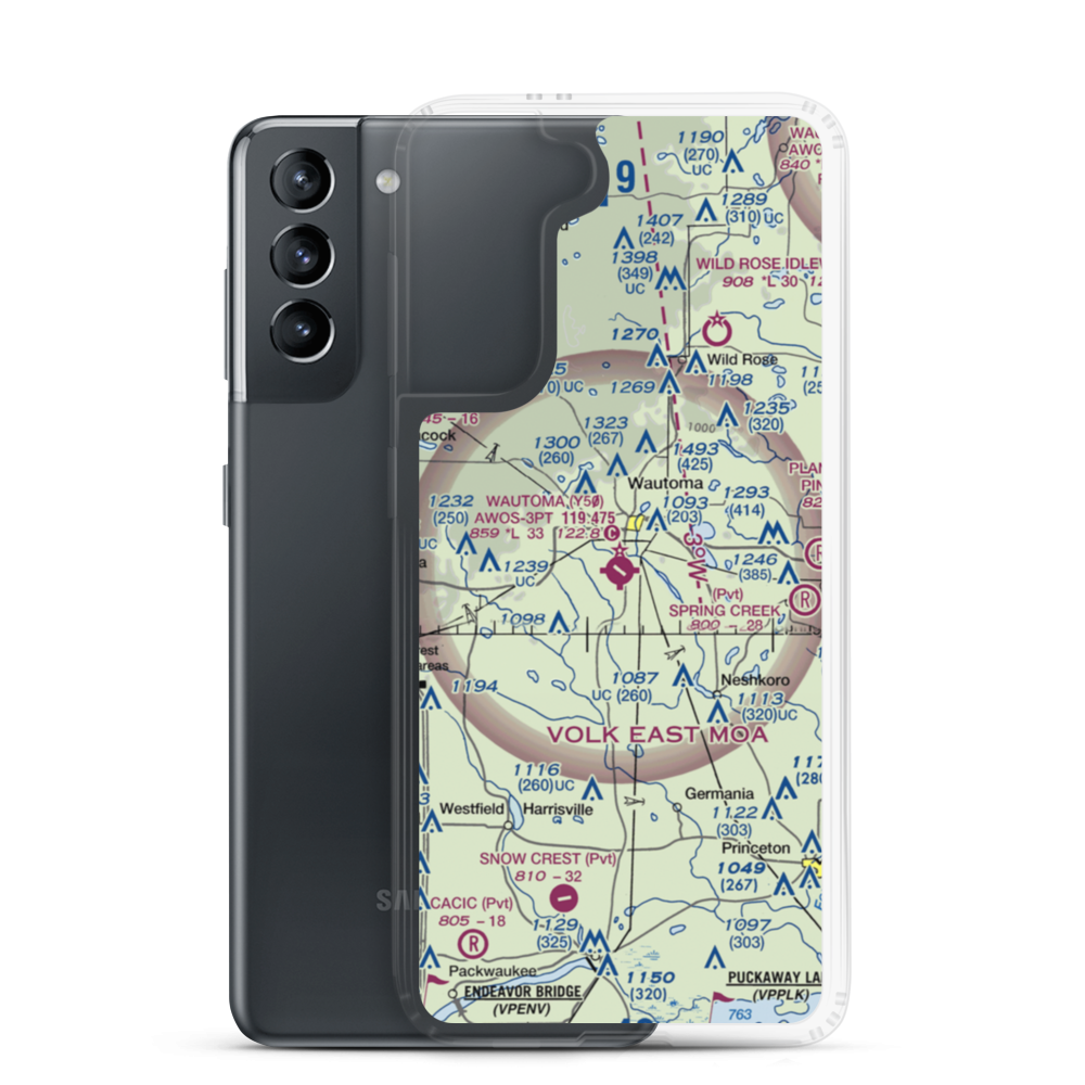 Wautoma Municipal Airport (Y50) VFR Sectional Samsung Case Samsung Galaxy S21 model shown
