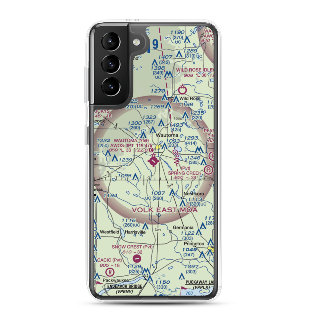 Wautoma Municipal Airport (Y50) VFR Sectional Samsung Case Samsung Galaxy S21 Plus model shown