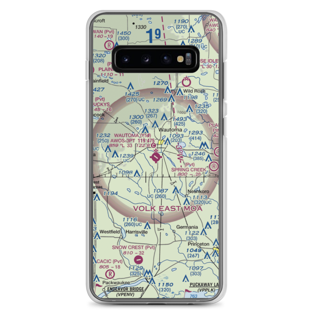 Wautoma Municipal Airport (Y50) VFR Sectional Samsung Case Samsung Galaxy S10+ model shown