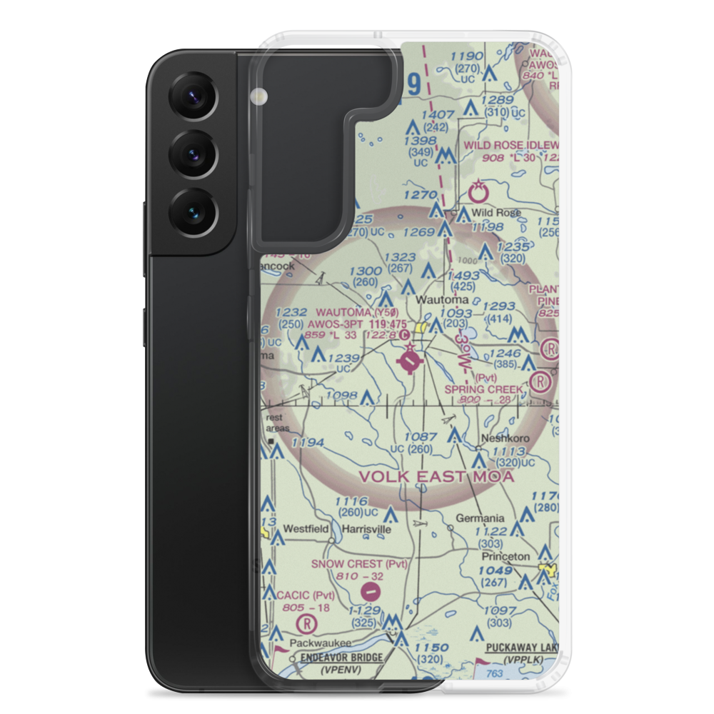 Wautoma Municipal Airport (Y50) VFR Sectional Samsung Case Samsung Galaxy S22 Plus model shown